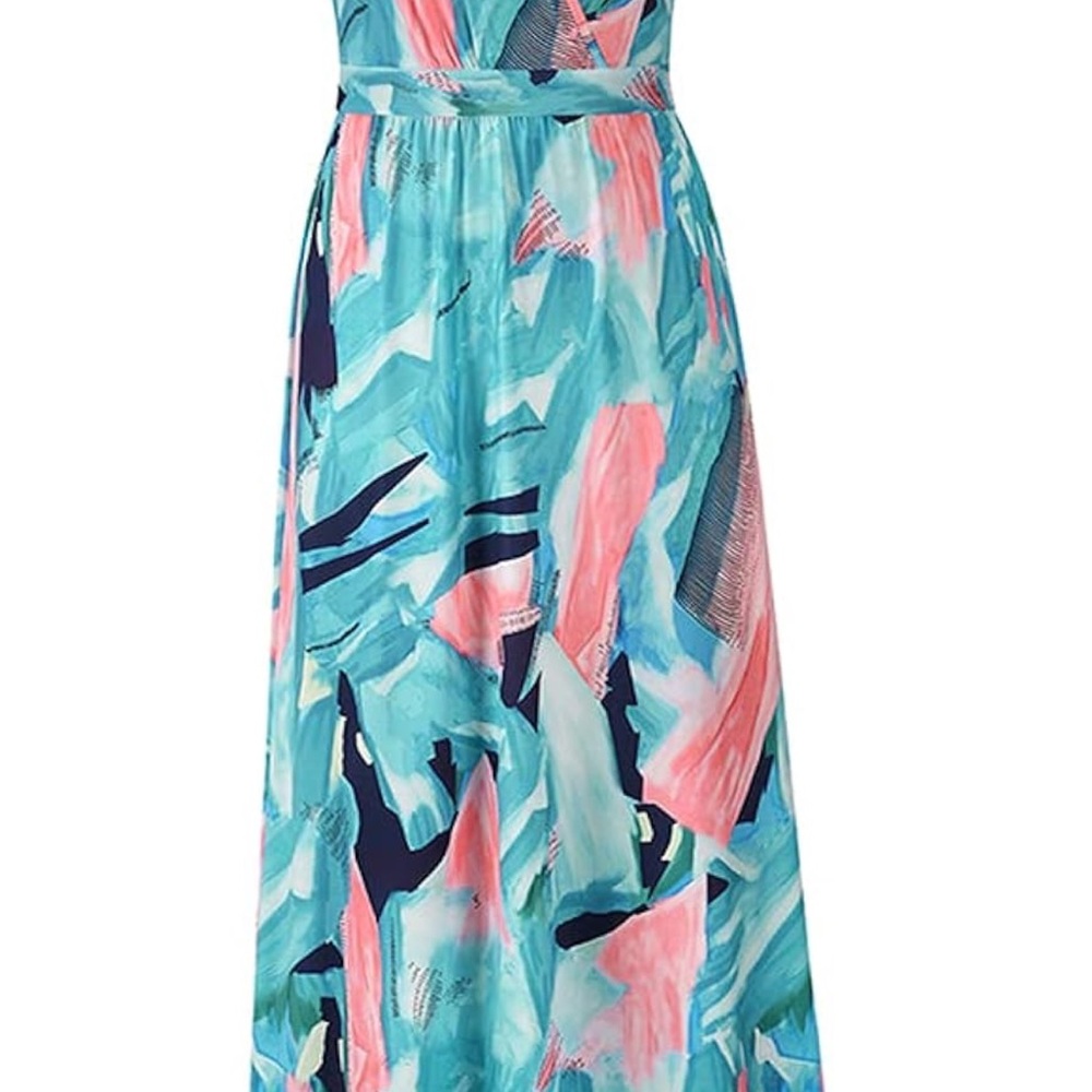 Elegant Multicolor Maxi Dress floral tie dye summer long dress - Picture 3 of 6